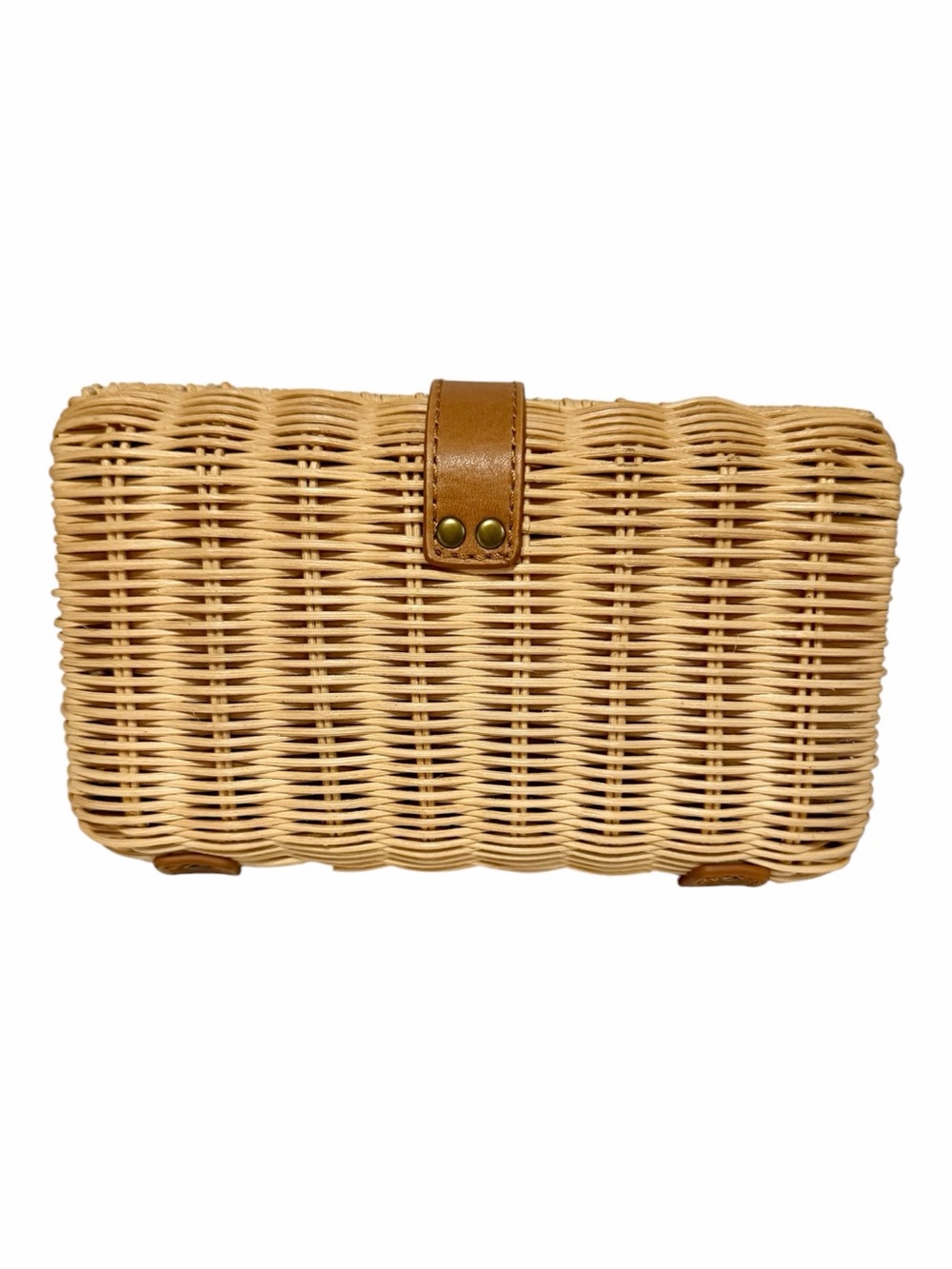 J Crew Wicker Crossbody /Clutch Bag Tan Leather Trim NWT - Picture 3 of 10